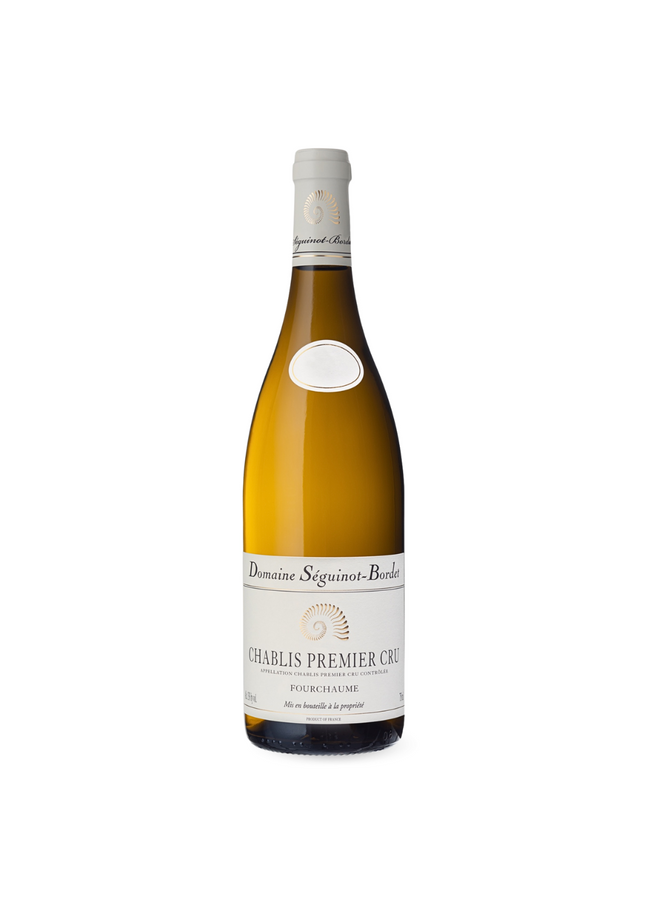 A bottle of Seguinot-Bordet Chablis 1er Cru 'Fourchaume' 